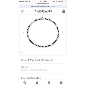 James Avery Twisted Wire Hook On Bracelet